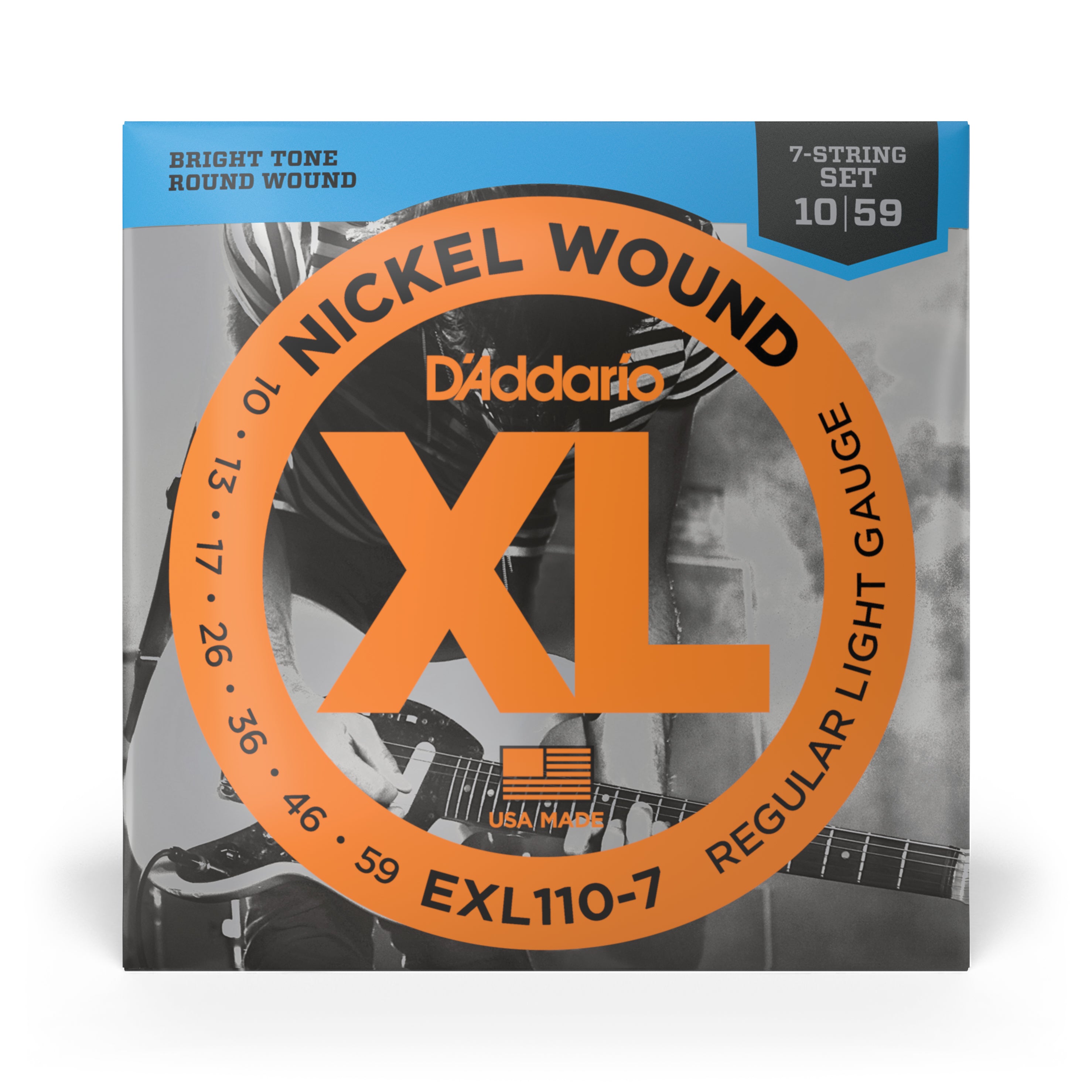 D'addario EXL110-7 Nickel Wound 7 Strings Electric Guitar , Regular Light, 10-59