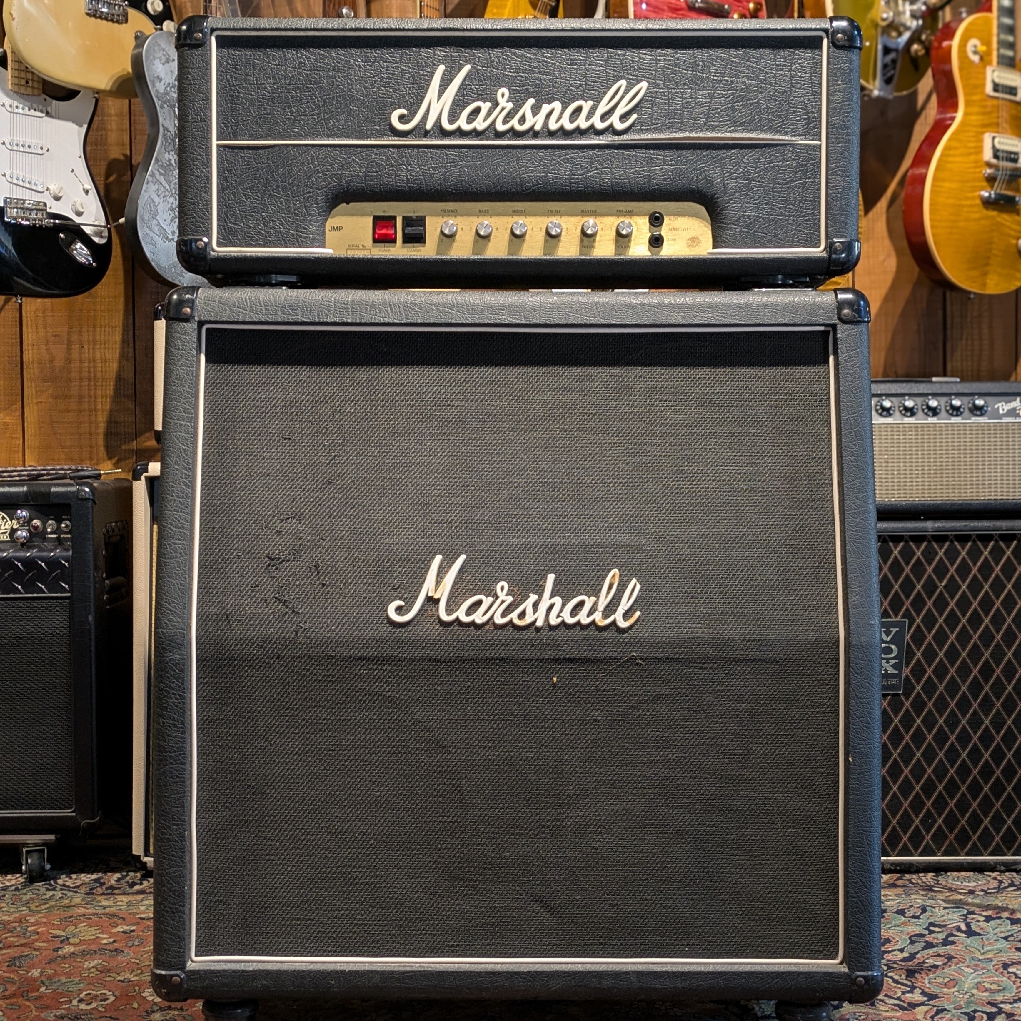Marshall JMP 2203 Mk2 Master Model Lead 100-Watt Guitar Amp Head 1980 - Black + Cab 1960 Lead