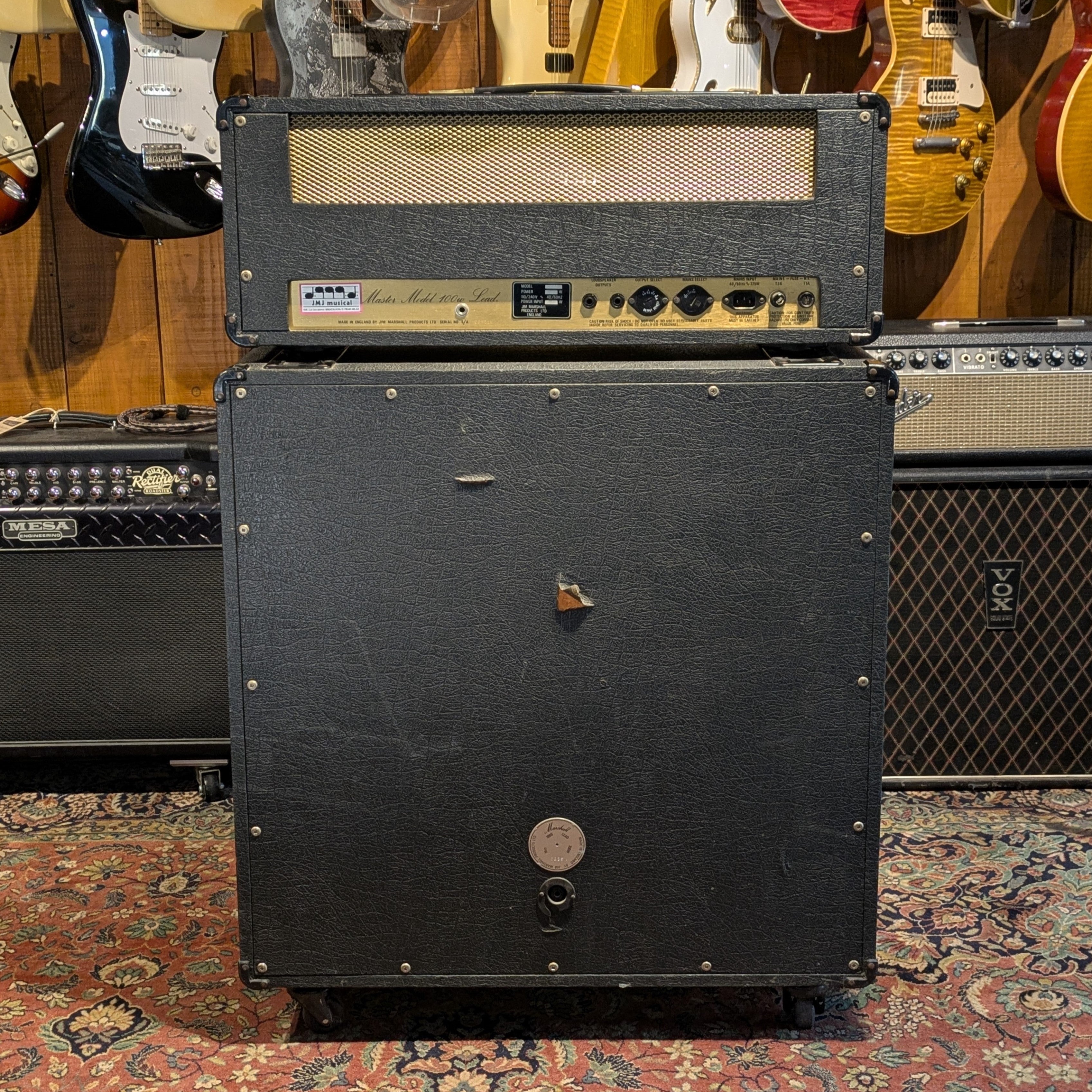 Marshall JMP 2203 Mk2 Master Model Lead 100-Watt Guitar Amp Head 1980 - Black + Cab 1960 Lead