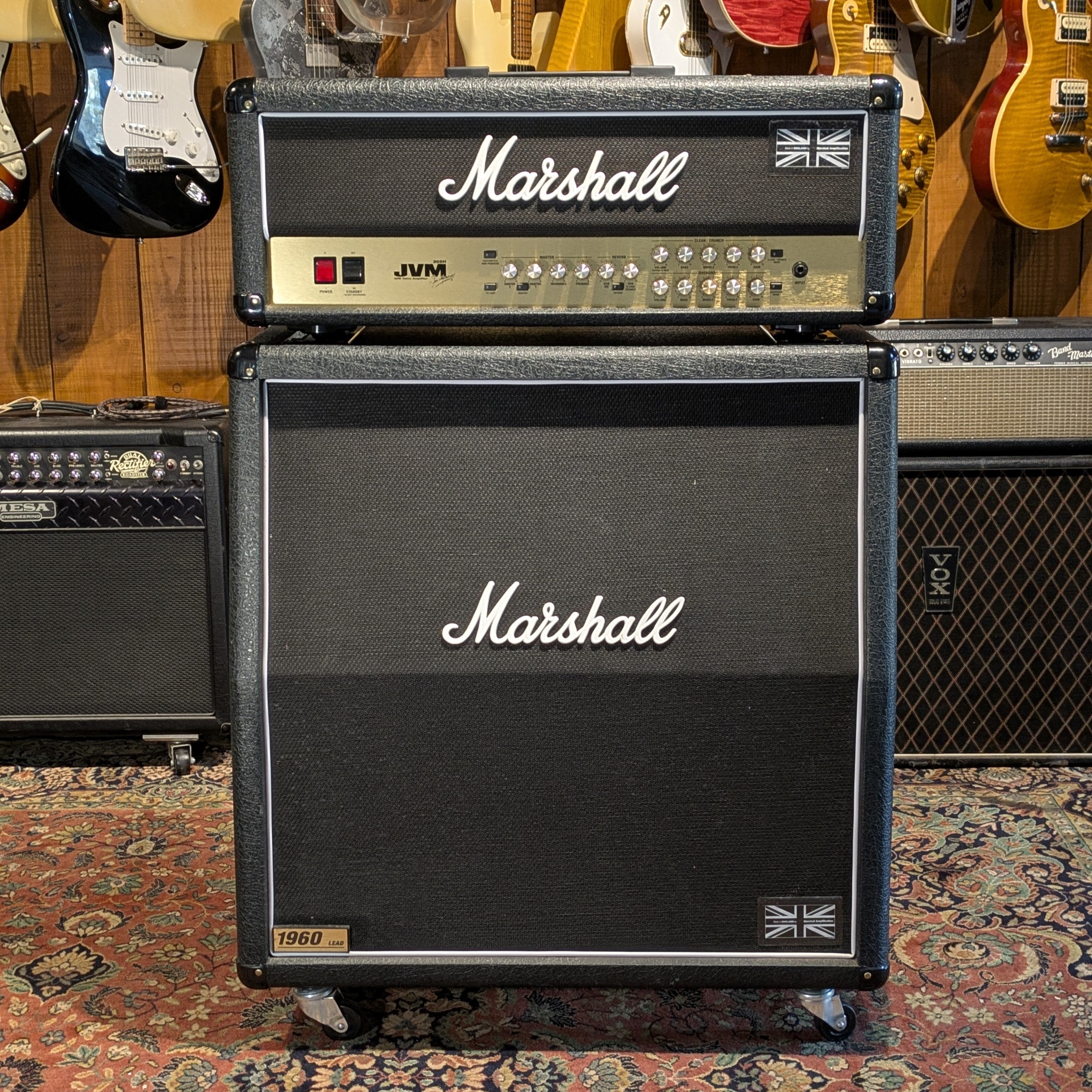 Marshall JVM205H 2-Channel 50-Watt Guitar Amp Head 2008 - Present - Black + Cab Marshall 1960A 4X12