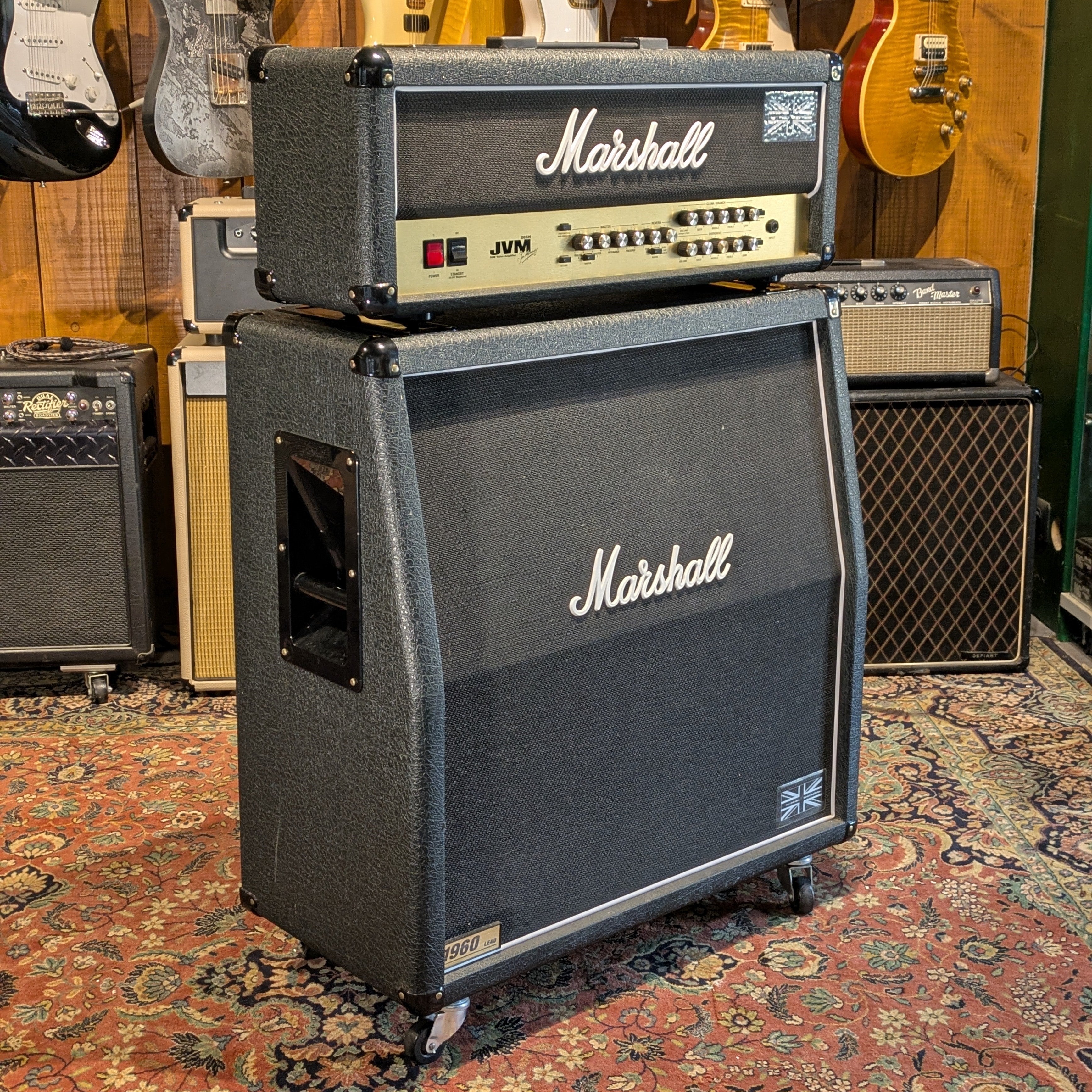 Marshall JVM205H 2-Channel 50-Watt Guitar Amp Head 2008 - Present - Black + Cab Marshall 1960A 4X12