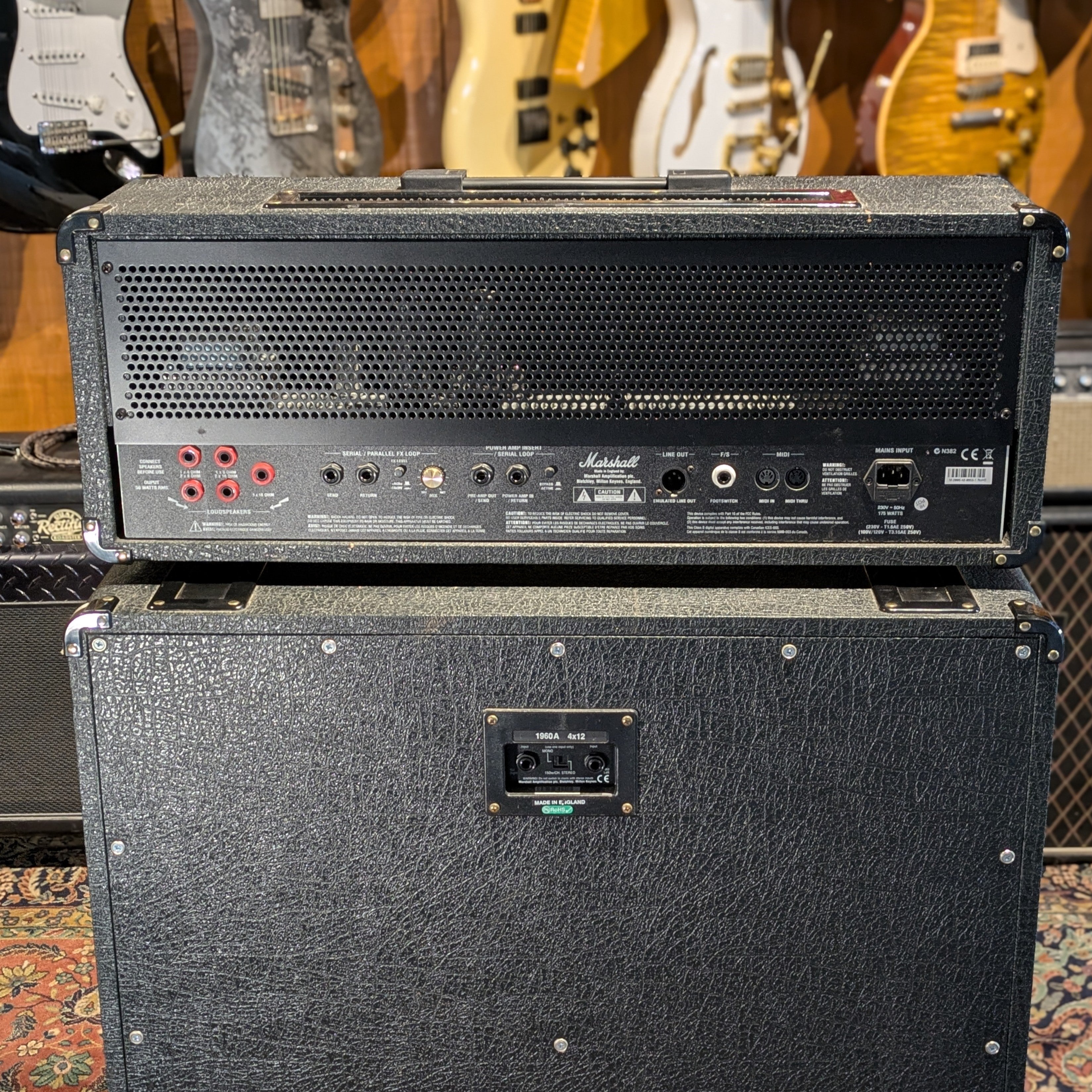 Marshall JVM205H 2-Channel 50-Watt Guitar Amp Head 2008 - Present - Black + Cab Marshall 1960A 4X12