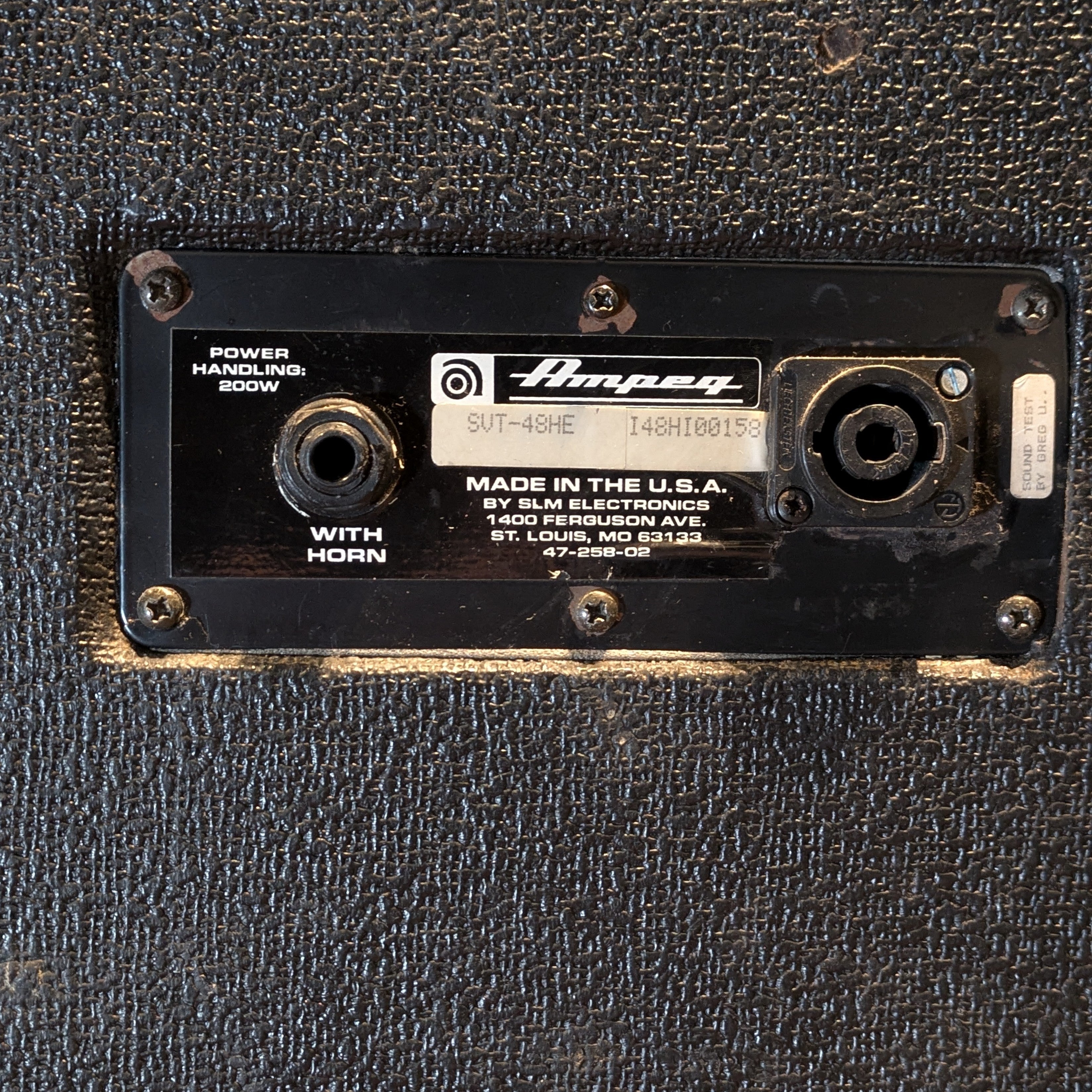 Ampeg SVT48HE Bass Speaker Cabinet -USA