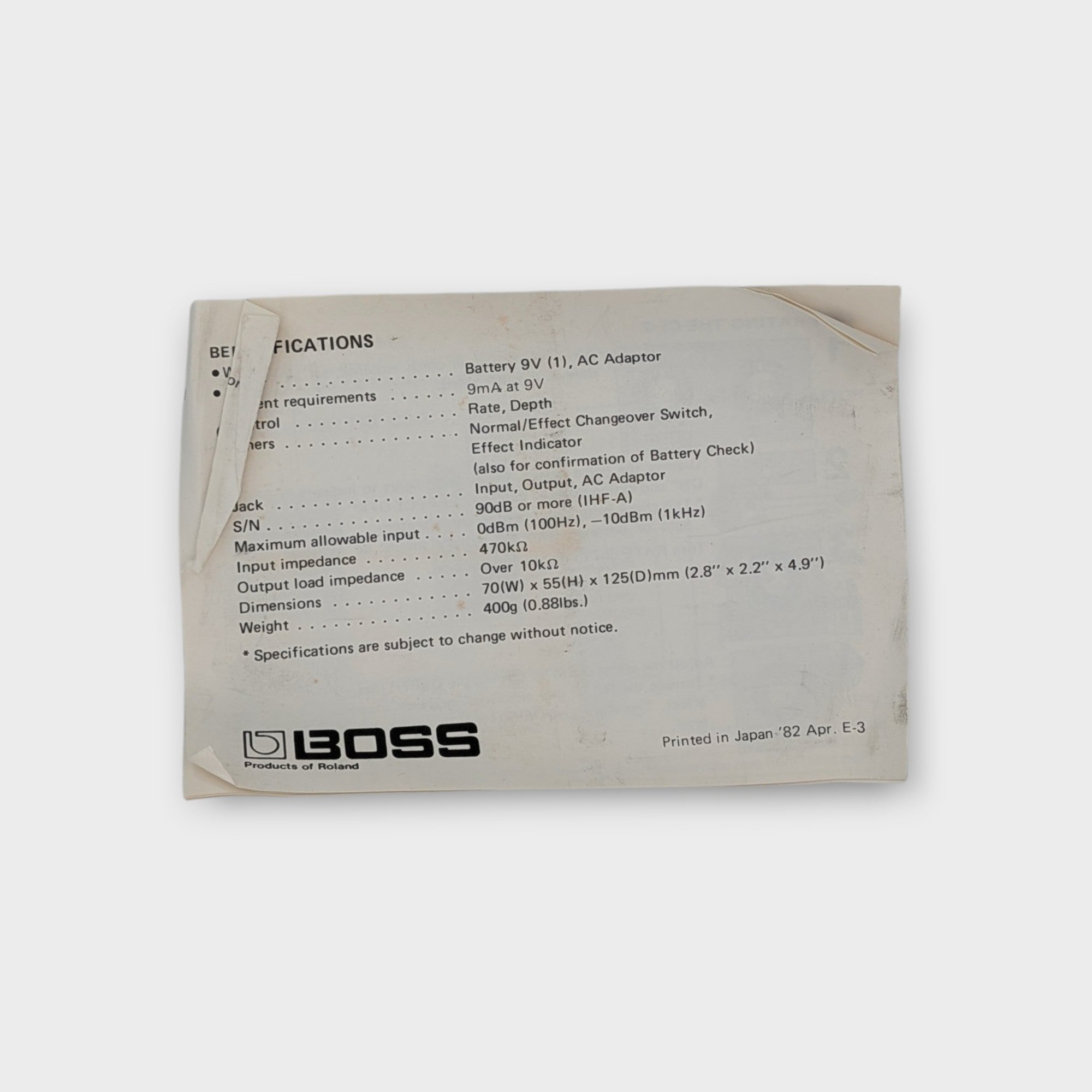 Boss CE-2 Chorus (Black Label) 1982 - Blue