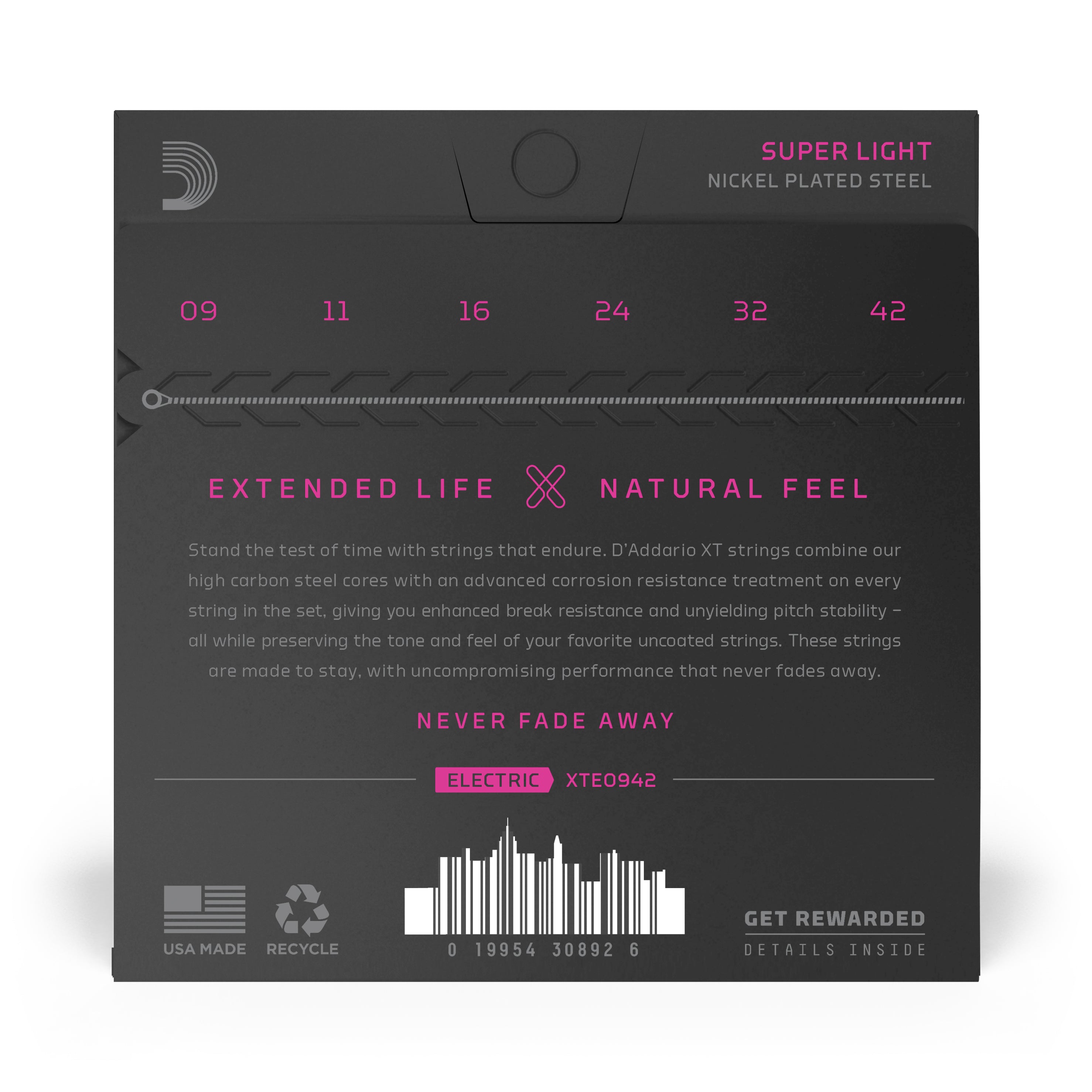 D'Addario XT Electric Nickel Plated Steel, Super Light, 09-42