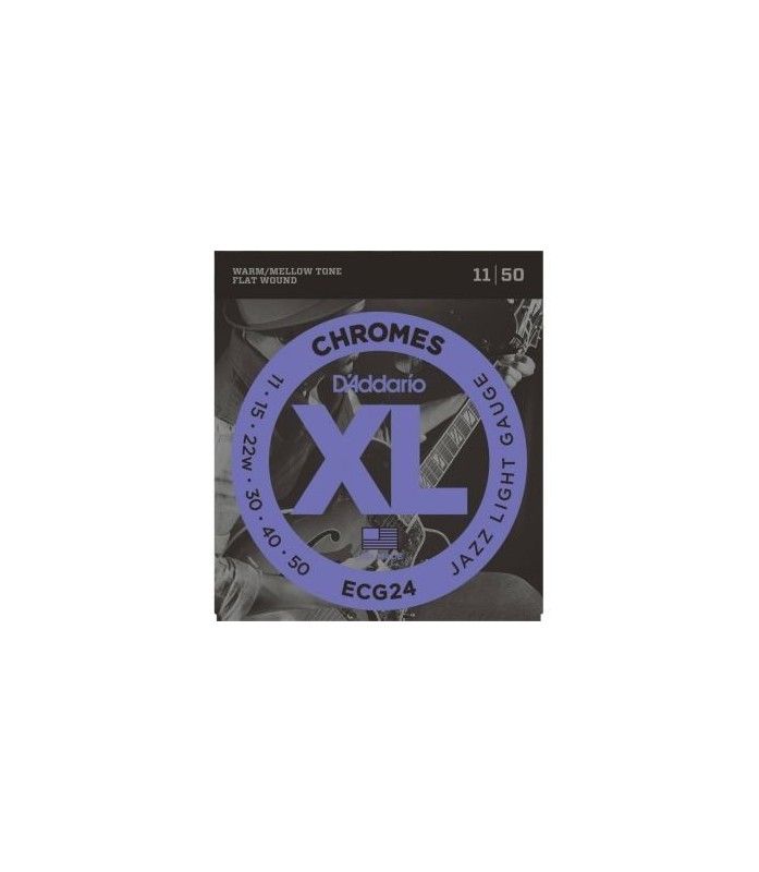 D'addario ECG24 Chromes Flat Wound Electric Guitar Strings, Jazz Light, 11-50