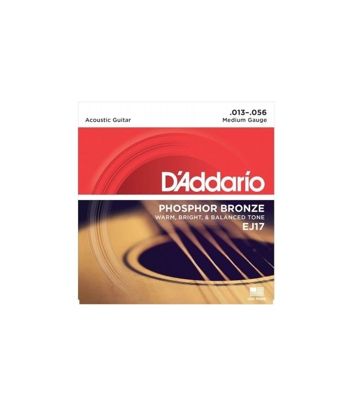 D'addario EJ17 Phosphor Bronze Acoustic Guitar Strings, Medium, 13-56