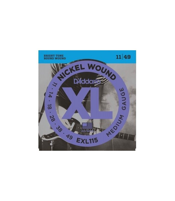 D'addario EXL115 Nickel Wound Electric Guitar Strings, Medium/Blues-Jazz Rock, 11-49
