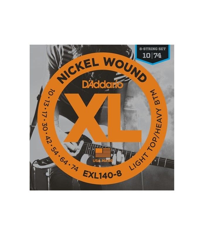 D'addario EXL140-8 Nickel Wound, 8-Strings, Light Top/Heavy Bottom, 10-74