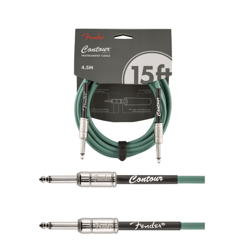 FENDER CONTOUR SERIES INSTRUMENT CABLE SHERWOOD GREEN (4.5m)