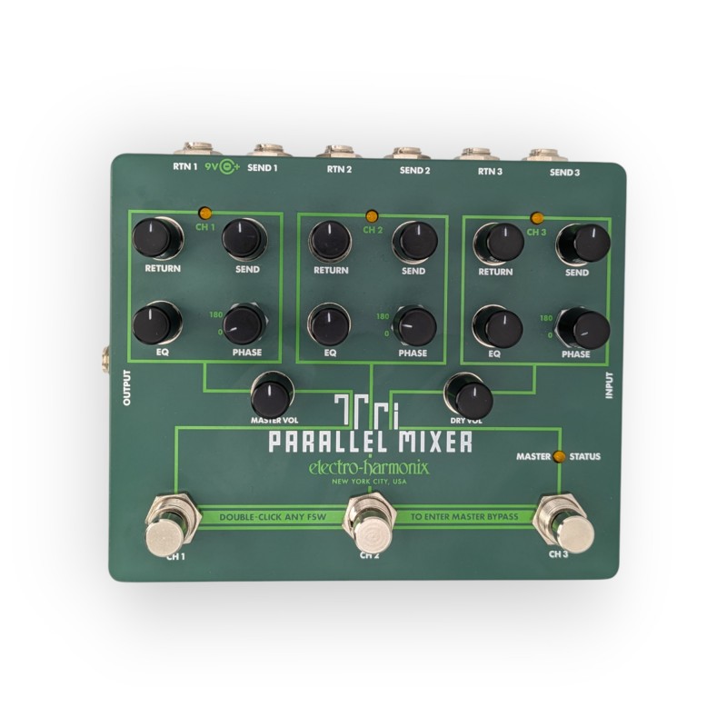 Electro-Harmonix Tri Parallel Mixer Effects Loop Mixer/Switcher - Green - 3 Electro-Harmonix Tri Parallel Mixer Effects Loop Mixer/Switcher - Green - 3