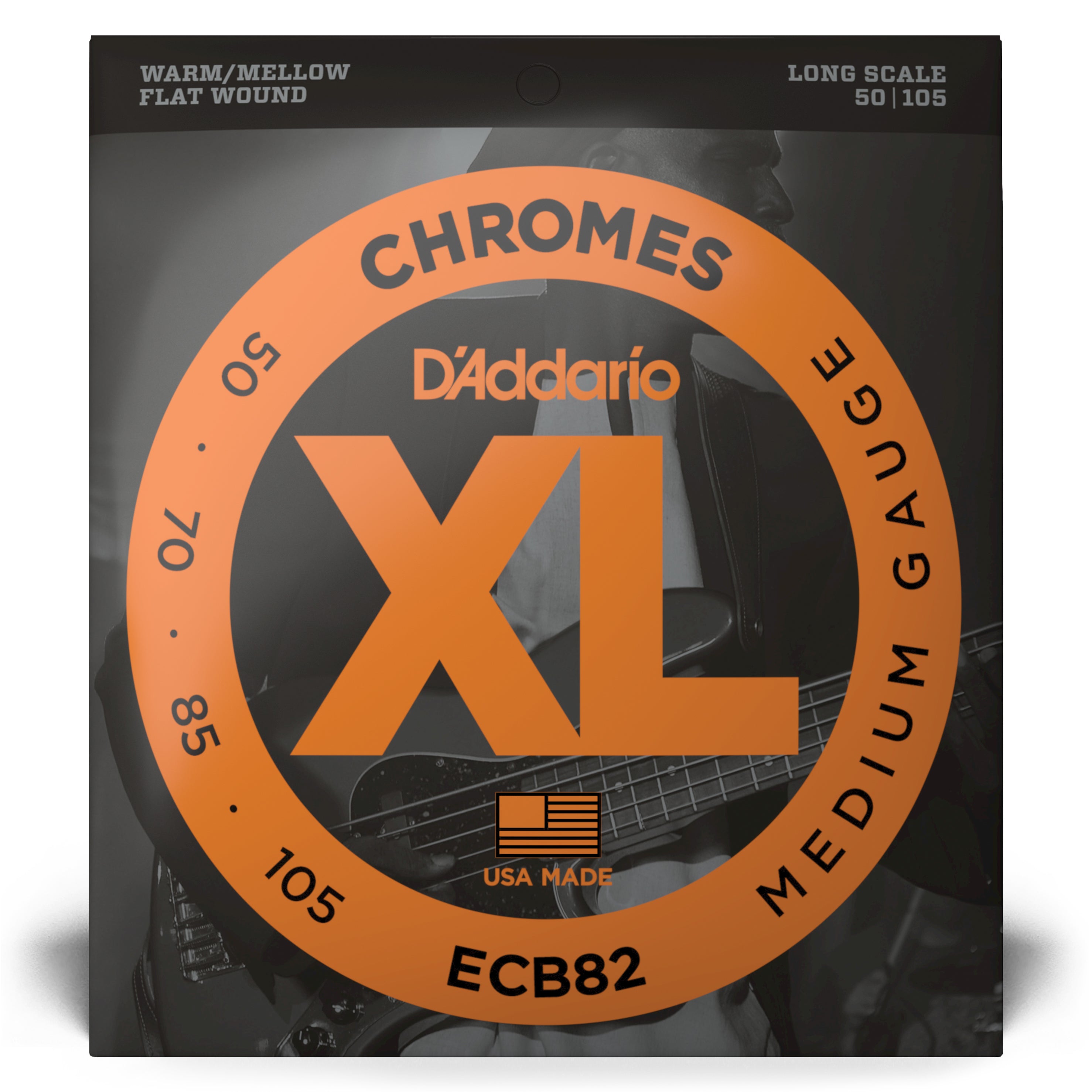 D'Addario Cordes pour basse D'Addario Chromes ECB82, Medium, 50-105, cordes longues