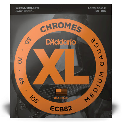 D'Addario Cordes pour basse D'Addario Chromes ECB82, Medium, 50-105, cordes longues
