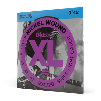 D'addario EXL120 Nickel Wound Electric Guitar Strings, Super Light, 9-42