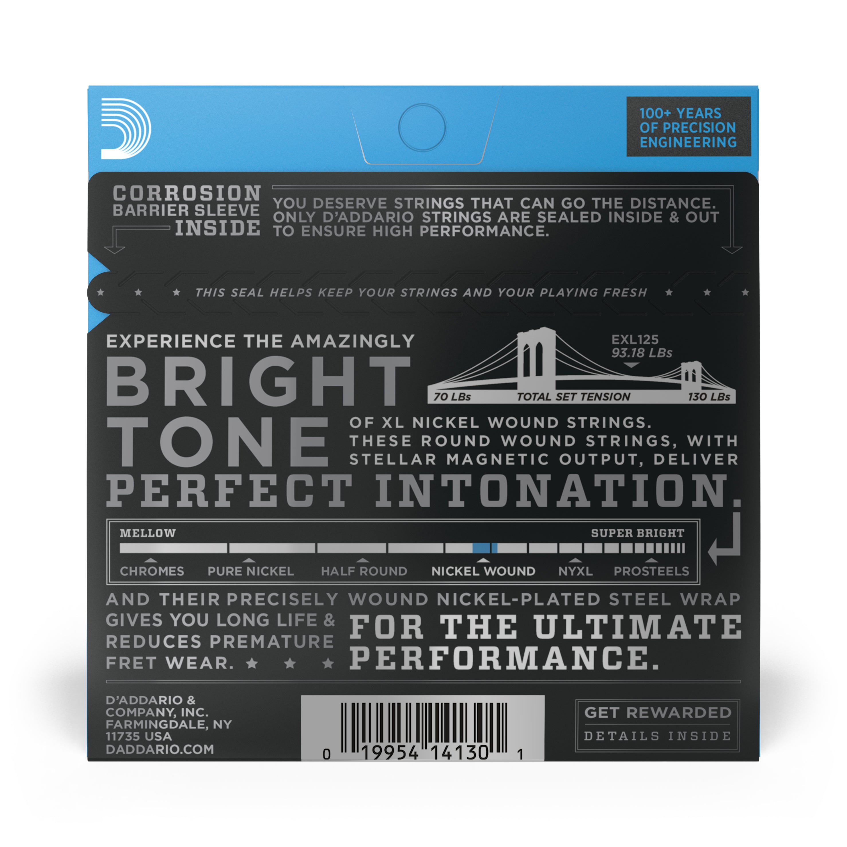 D'addario EXL125 Nickel Wound Electric Guitar Strings, Super Light Top/ Regular Bottom, 9-46
