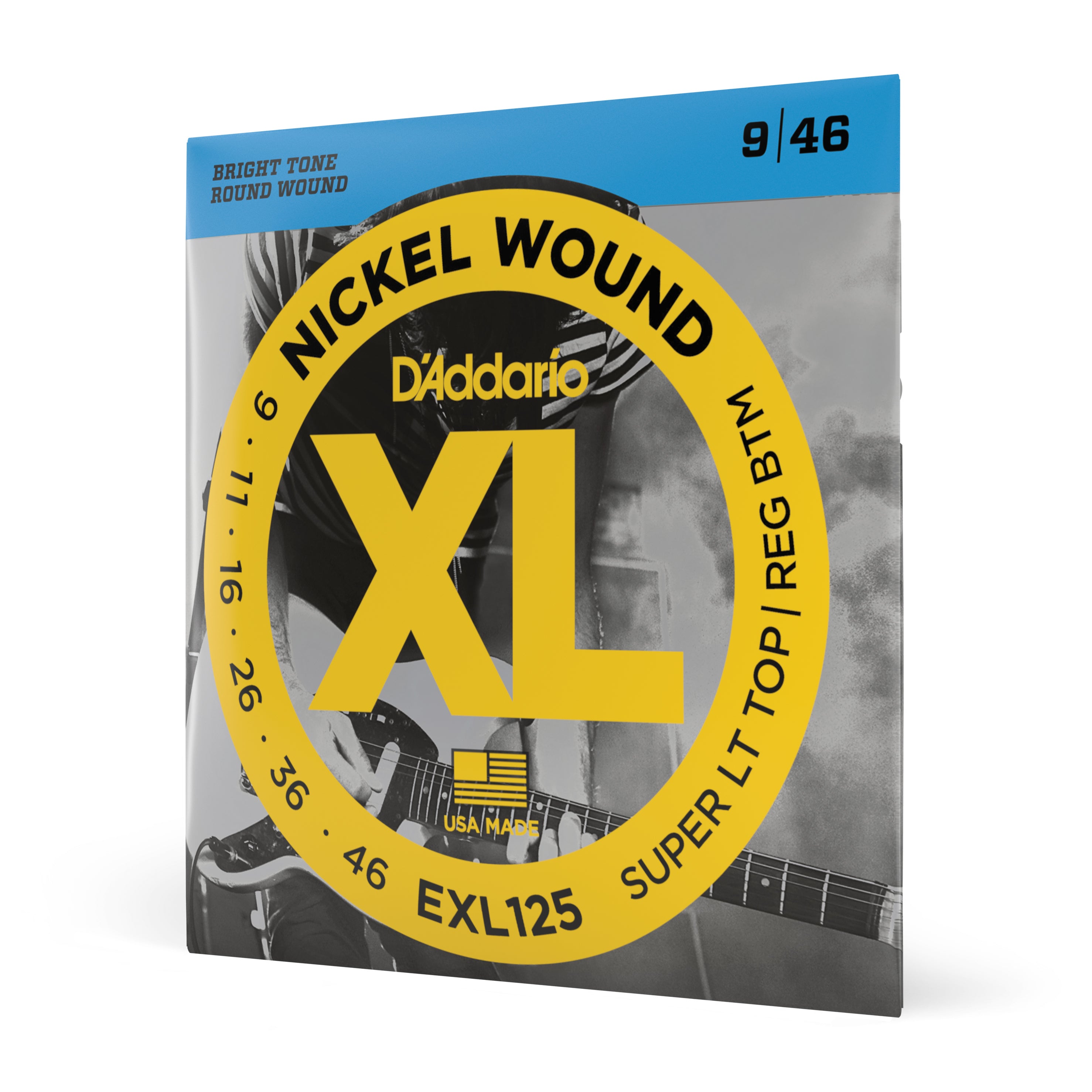 D'addario EXL125 Nickel Wound Electric Guitar Strings, Super Light Top/ Regular Bottom, 9-46
