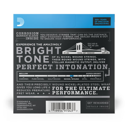 D'addario EXL140-8 Nickel Wound, 8-Strings, Light Top/Heavy Bottom, 10-74