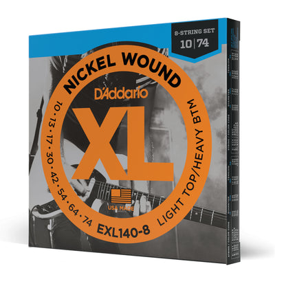 D'addario EXL140-8 Nickel Wound, 8-Strings, Light Top/Heavy Bottom, 10-74