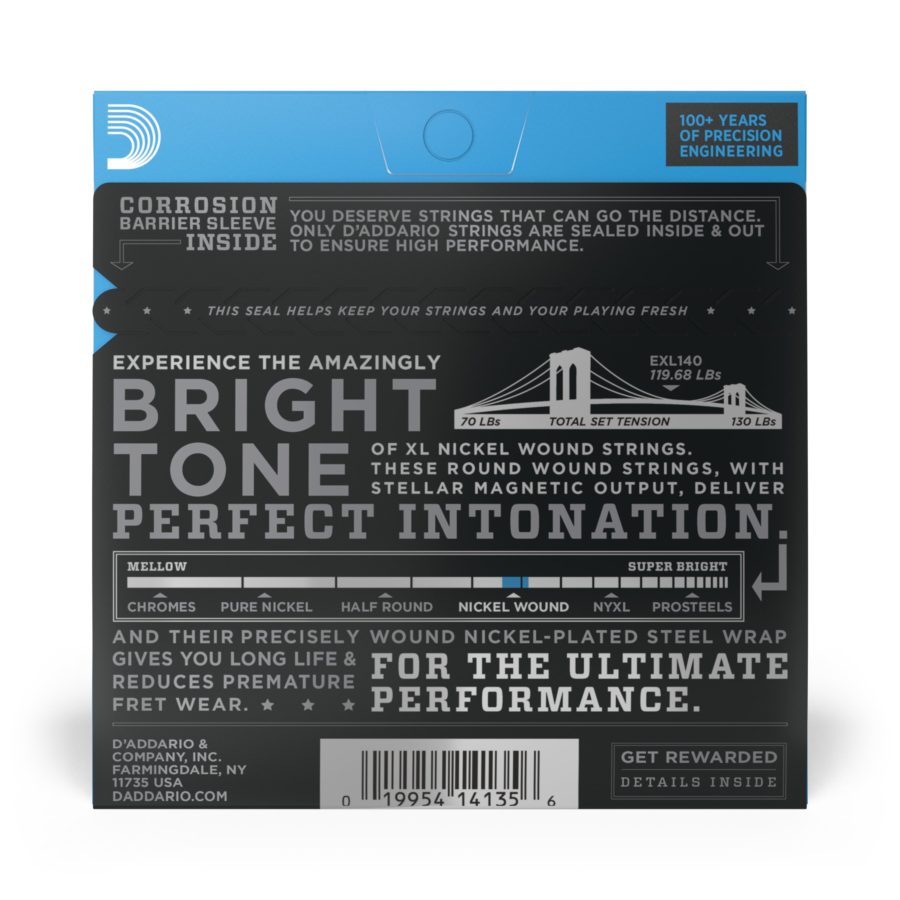 D'addario EXL140 Nickel Wound Electric Guitar Strings, Light Top/Heavy Bottom, 10-52