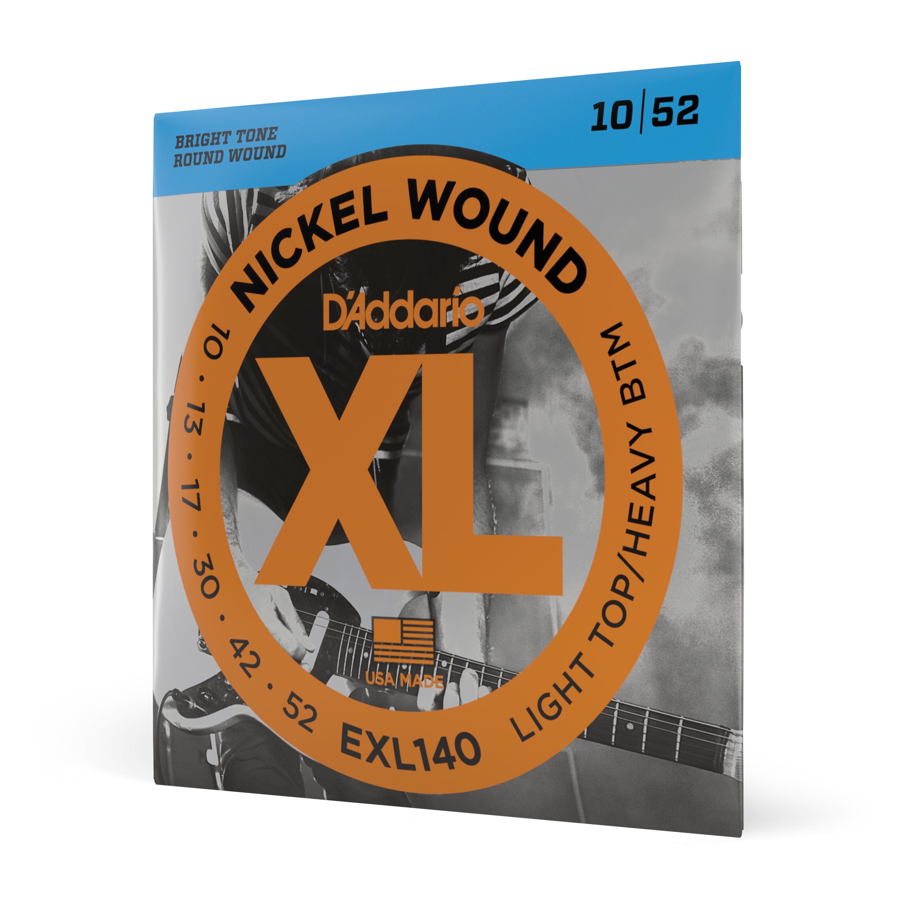D'addario EXL140 Nickel Wound Electric Guitar Strings, Light Top/Heavy Bottom, 10-52
