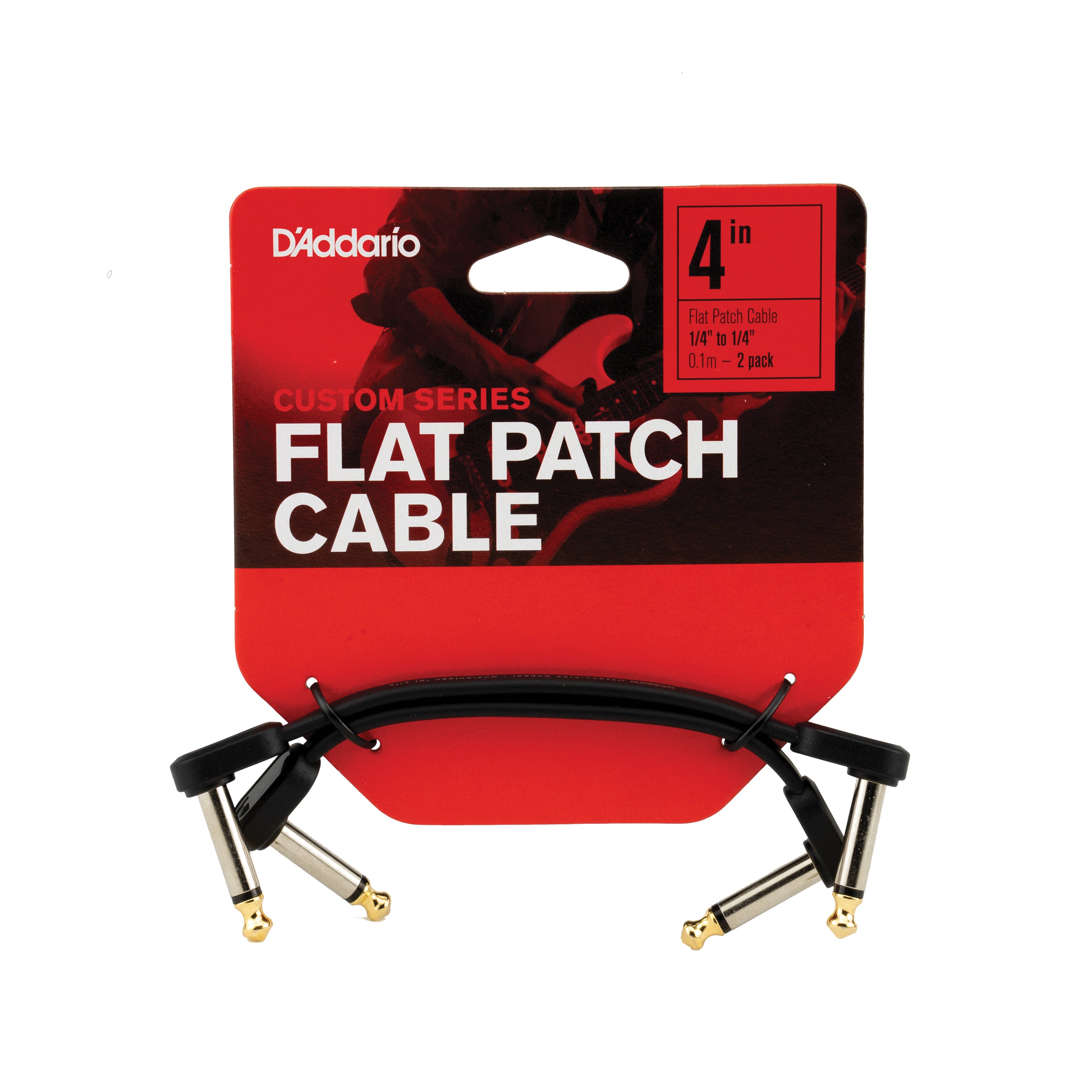 Câble patch plat D'Addario, angle droit 10 cm, pack double