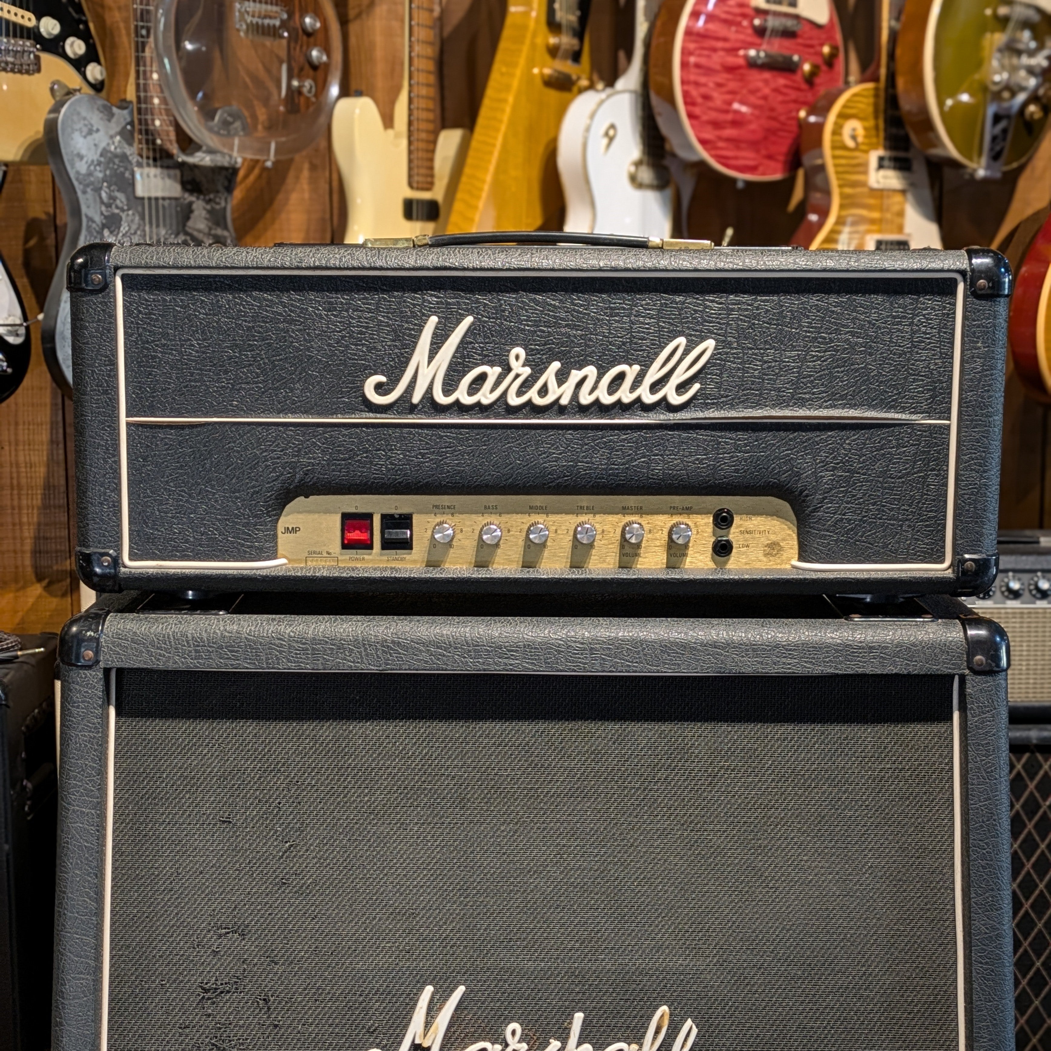 Marshall JMP 2203 Mk2 Master Model Lead 100-Watt Guitar Amp Head 1980 - Black + Cab 1960 Lead