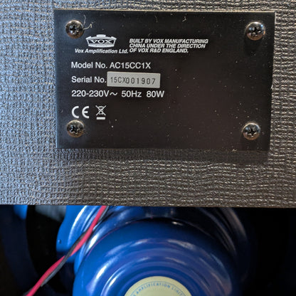 Vox AC15CC1X Custom Classic 15-Watt 1x12" Blue Alnico Guitar Combo 2006 - 2010 - Black