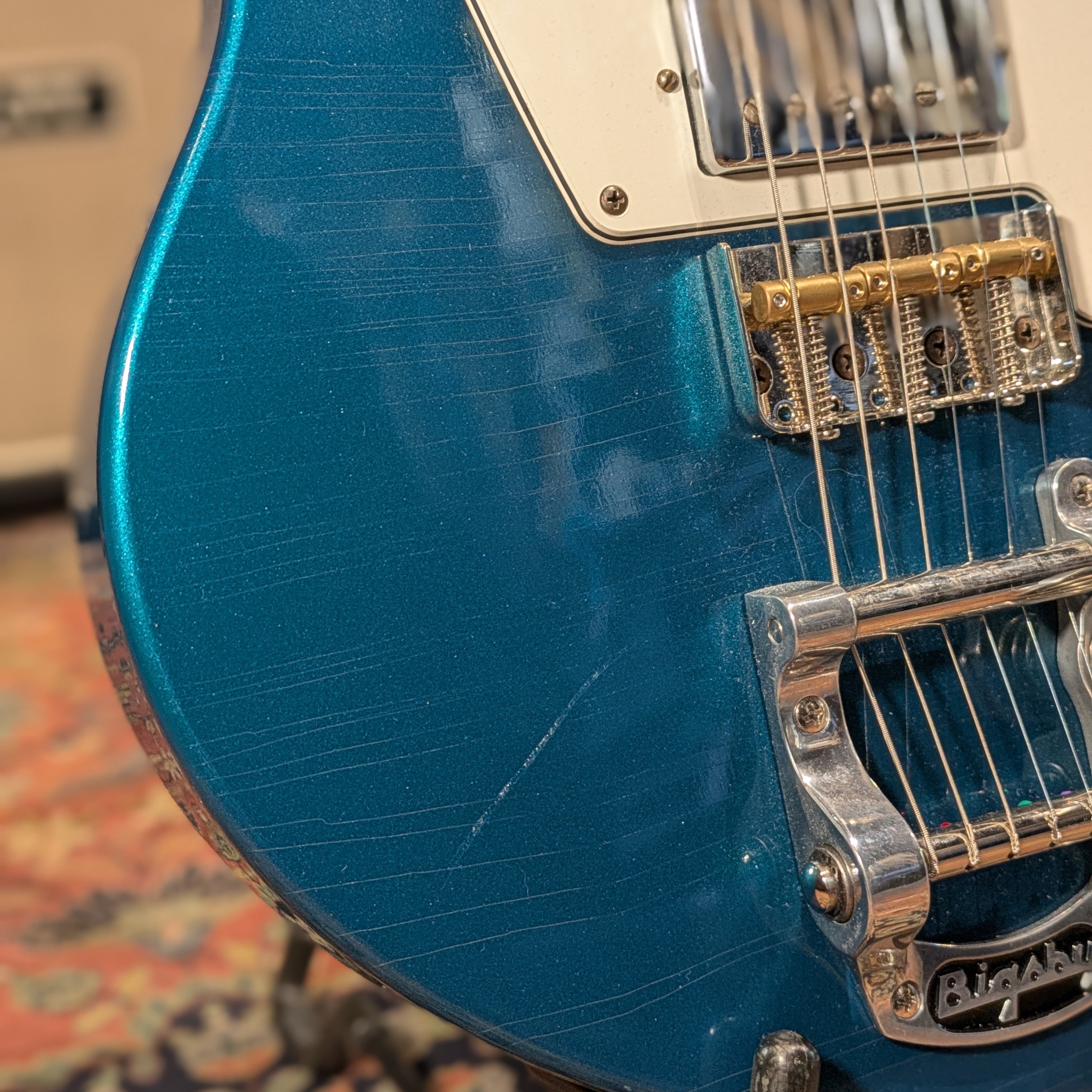Girault Guitars California 2024 - Ocean Turquoise Relic Bigsby + configuration micros Dynasonic