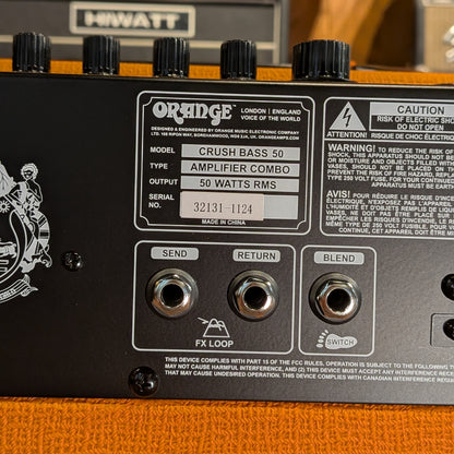 Orange Crush Bass 50 50-Watt 1x12" Bass Combo 2016 - Present - Orange