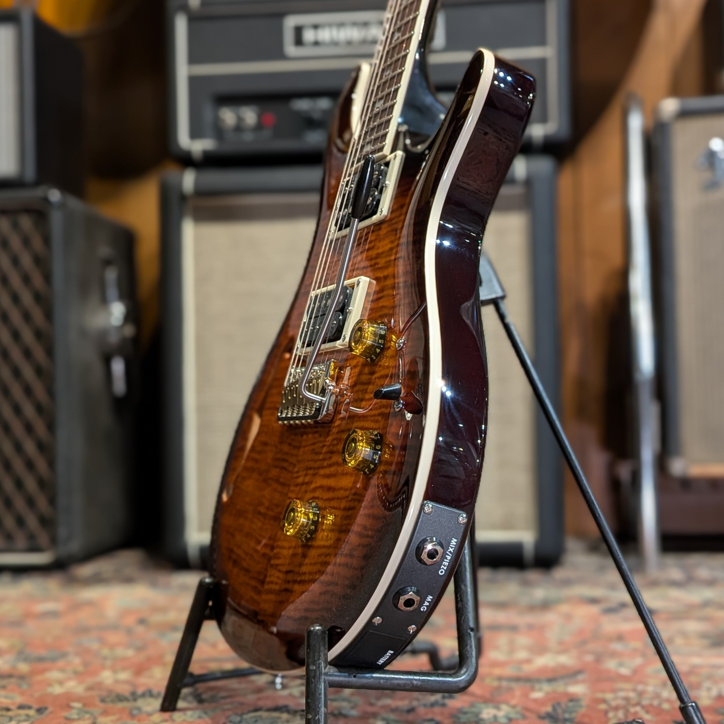 PRS SE Custom 24 Semi-Hollow Piezo 2025 - Orange Tiger Smokeburst
