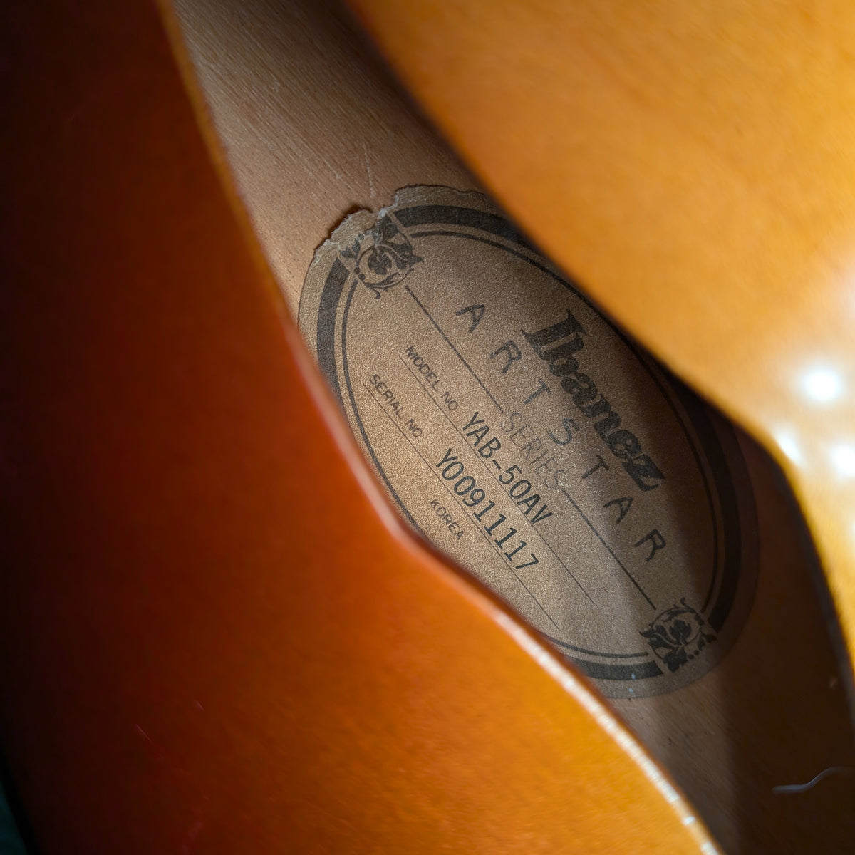 Ibanez YAB-50AV Custom Shop - Fretless Bass 90's - Sunburst