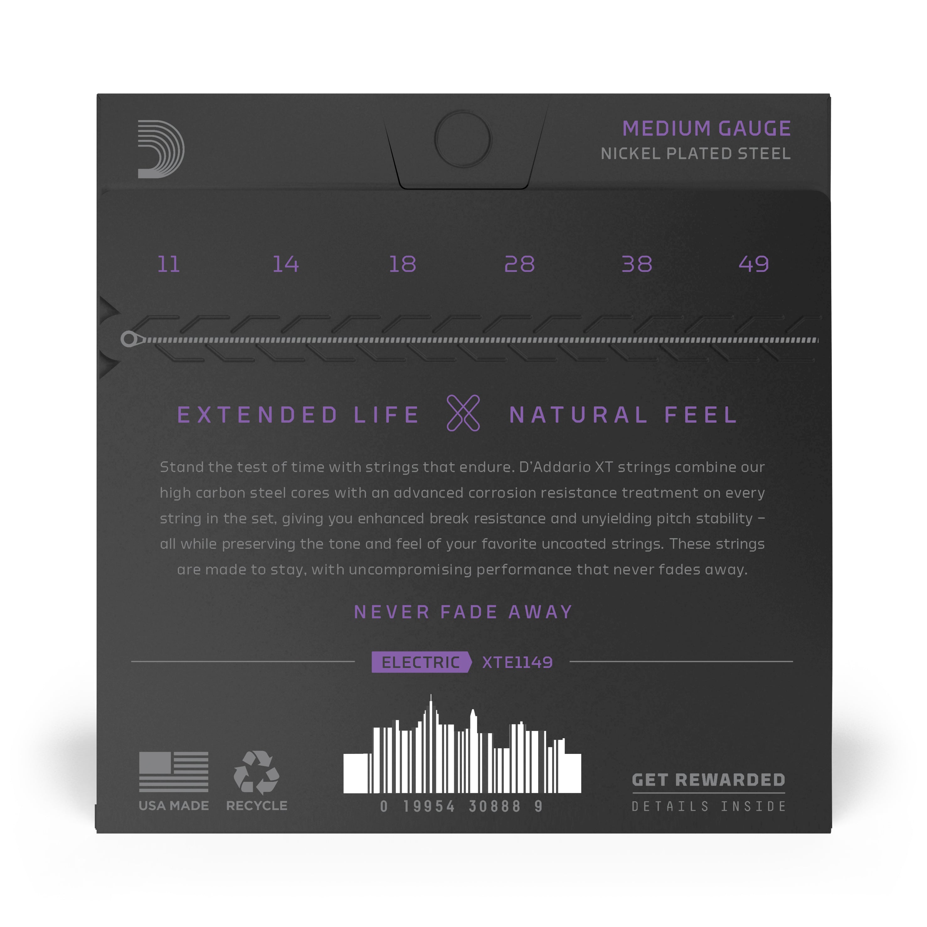 D'Addario XT Electric Nickel Plated Steel, Medium, 11-49