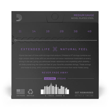 D'Addario XT Electric Nickel Plated Steel, Medium, 11-49