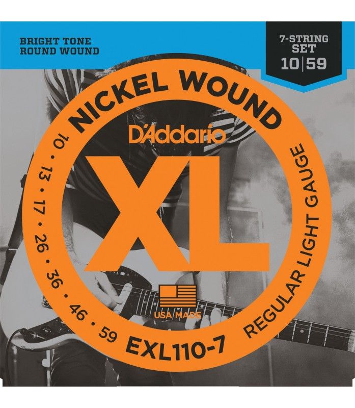 D'addario EXL110-7 Nickel Wound 7 Strings Electric Guitar, Regular Light, 10-59