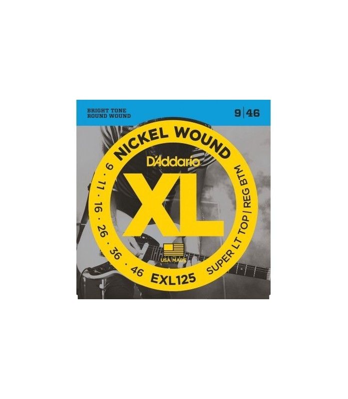 D'addario EXL125 Nickel Wound Electric Guitar Strings, Super Light Top/ Regular Bottom, 9-46