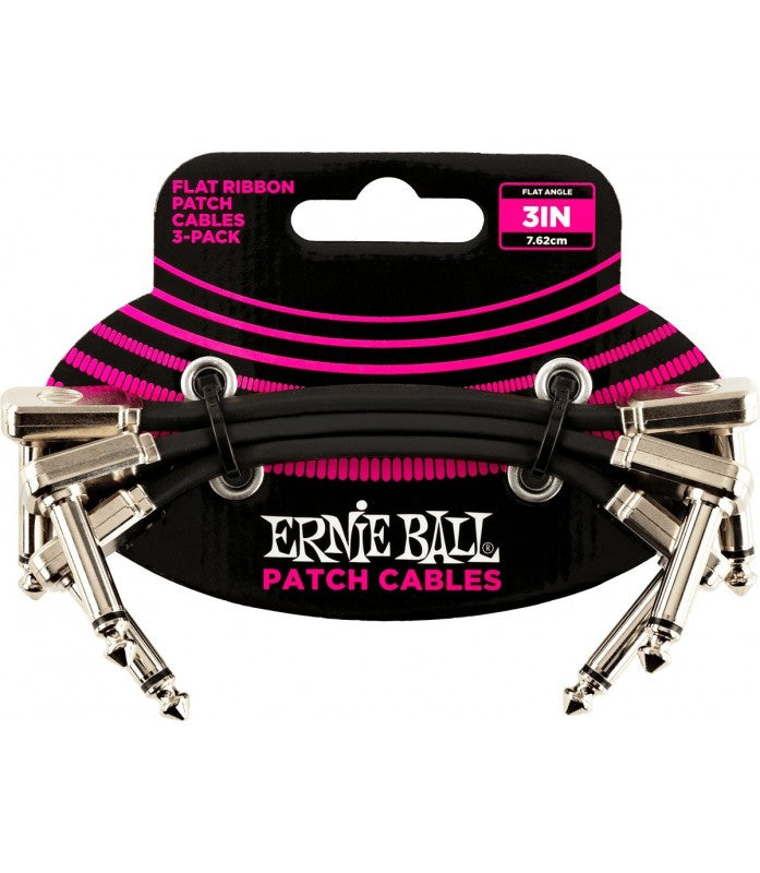 Ernie Ball Pack of 3 Angled Patch Cables 7.5cm EB6220