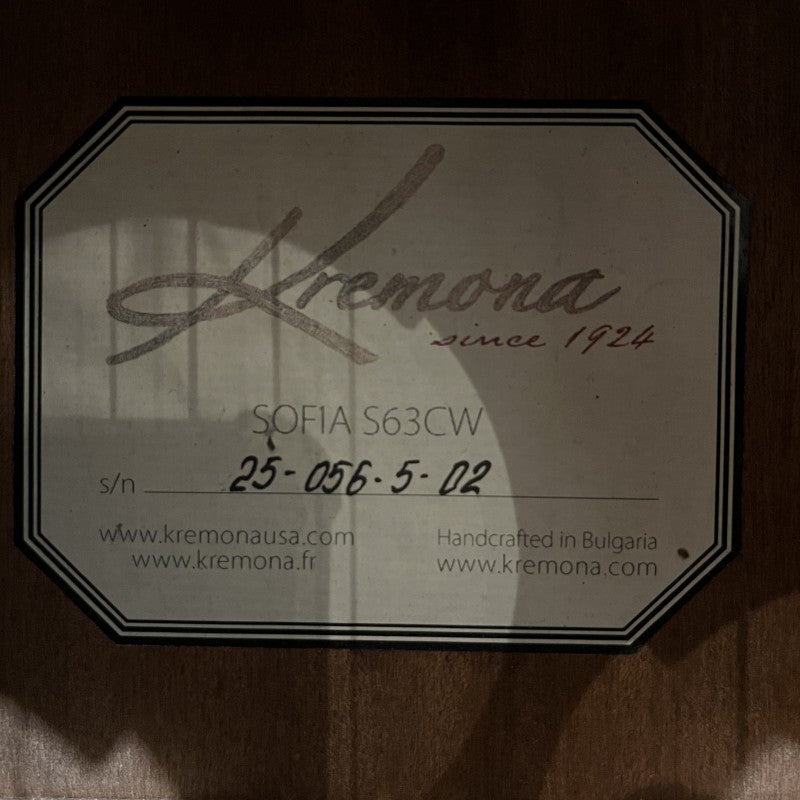 Kremona Sofia S63CW with Electronics 2010s - Natural